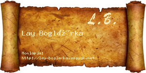 Lay Boglárka névjegykártya